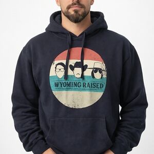 3XL Men's Wyoming Raised Black Hoodie Wild West Cowboy Outlaw #39